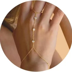 Gold Hand Chain for Women Gold Plated Bracelets for Women Silver Bracelets Hand Chain, Silver Jewelry Gifts for Women Christmas