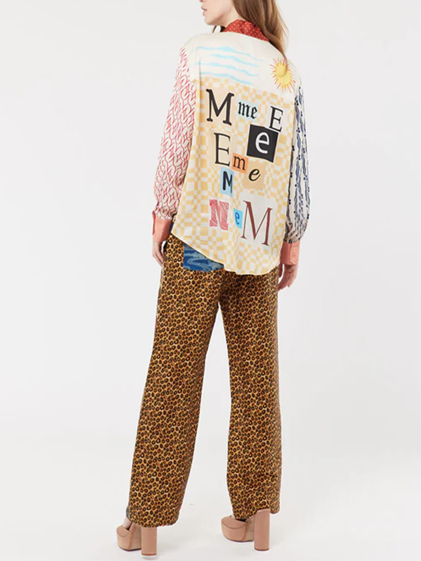 Casual Vacation Leopard Print Long Sleeve Shirt And Pants Two-Piece Set for Women Comfortable Holiday Outfit - Image 2