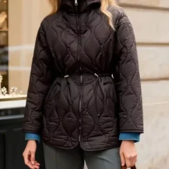 Autumn Winter Women Vintage Padding Parka Coat Waist Lace-up Hooded Jacket Coats 2025 New Fashion Female Casual Loose Outerwear