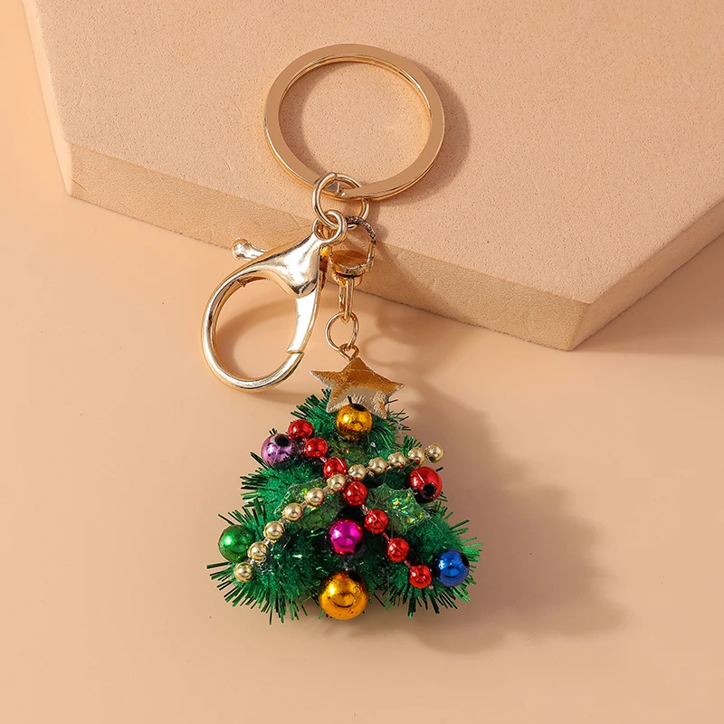 Cute Handmade Christmas Tree Keychain Snowflake Key Ring Pendant for Women Girls Handbag Christmas Decor Jewelry Gifts - Image 6