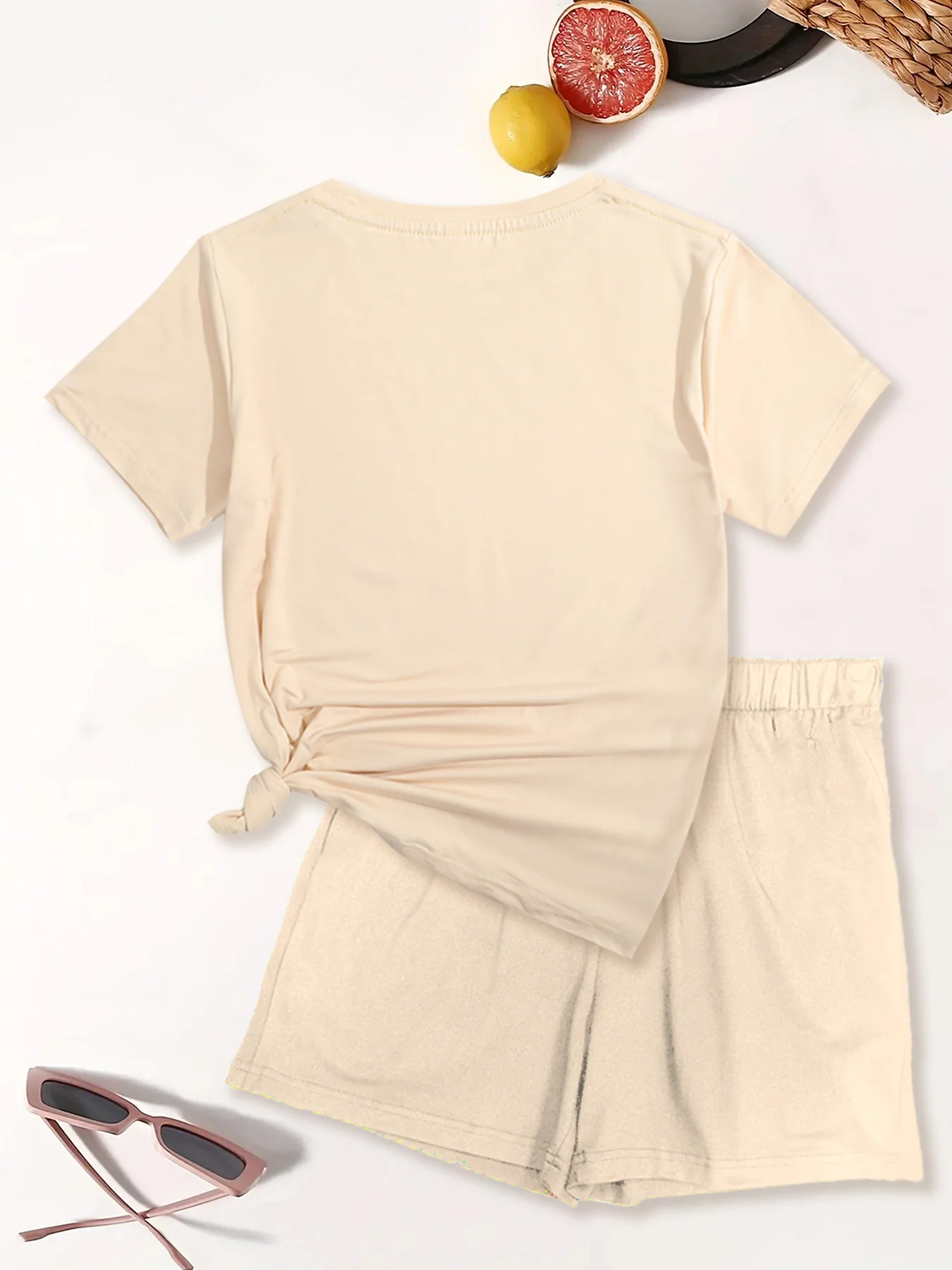 Summer women's fashionable leopard print heart-shaped print casual loose round neck short sleeved T-shirt shorts two-piece set - Image 5