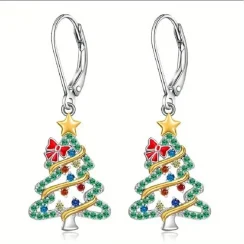 Colorful Christmas Tree Bow Star Candy Earrings Hook Holiday Jewelry Gift for Women Girls Snowman Santa Claus Earring
