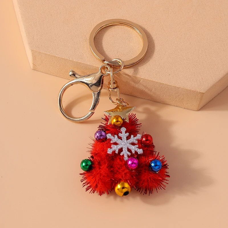 Cute Handmade Christmas Tree Keychain Snowflake Key Ring Pendant for Women Girls Handbag Christmas Decor Jewelry Gifts - Image 3