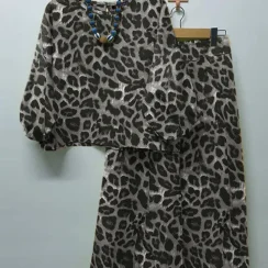 ZANZEA Fashion Leopard Print Pant Sets Women Lantern Sleeve Blouse Wide Leg Trouser 2pcs Outfits Autumn Streetwear 2-Piece Sets