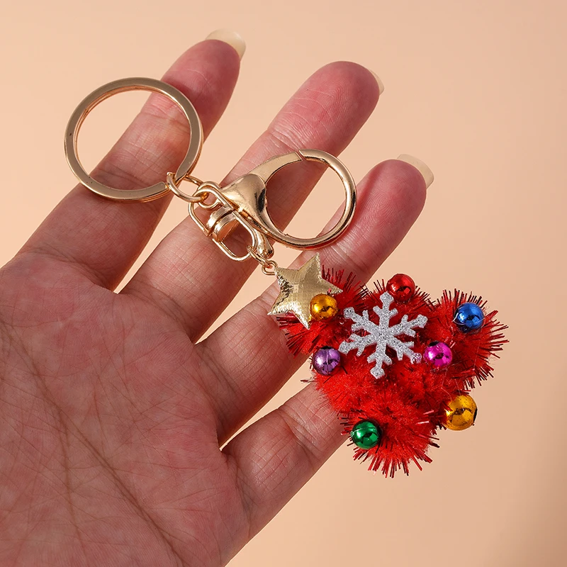 Cute Handmade Christmas Tree Keychain Snowflake Key Ring Pendant for Women Girls Handbag Christmas Decor Jewelry Gifts - Image 4