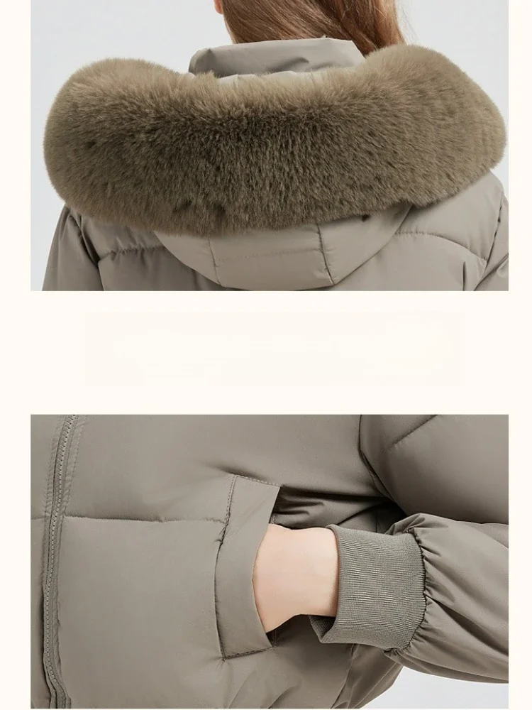 Korean Style Down Cotton Coat 2025 Thicken Short Women's Winter Jacket Casual Warm Fur Hooded Cropped Parkas Chic Streetwear - Image 6