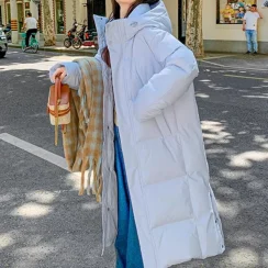 Female Down Cotton Hooded Overcoat 2025 Winter Women Jacket Coats Long Parkas Thick Warm Jackets Windproof Casual Student Coat
