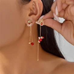 Christmas Asymmetrical Santa Claus Long Tassel Earrings for Women Elegant Snowflake Xmas Tree Elk Earrings Party Jewelry Gifts