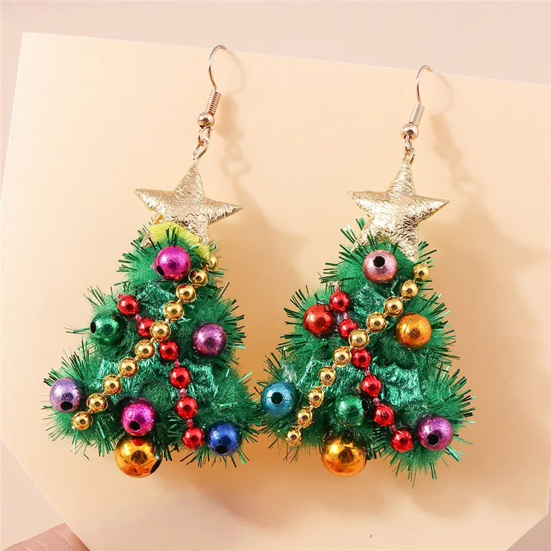 Leslie Hot Selling Mix Styles Merry Christmas Earrings Fashion Christmas Tree Deer Santa Drop Earrings New Year Jewelry Gifts