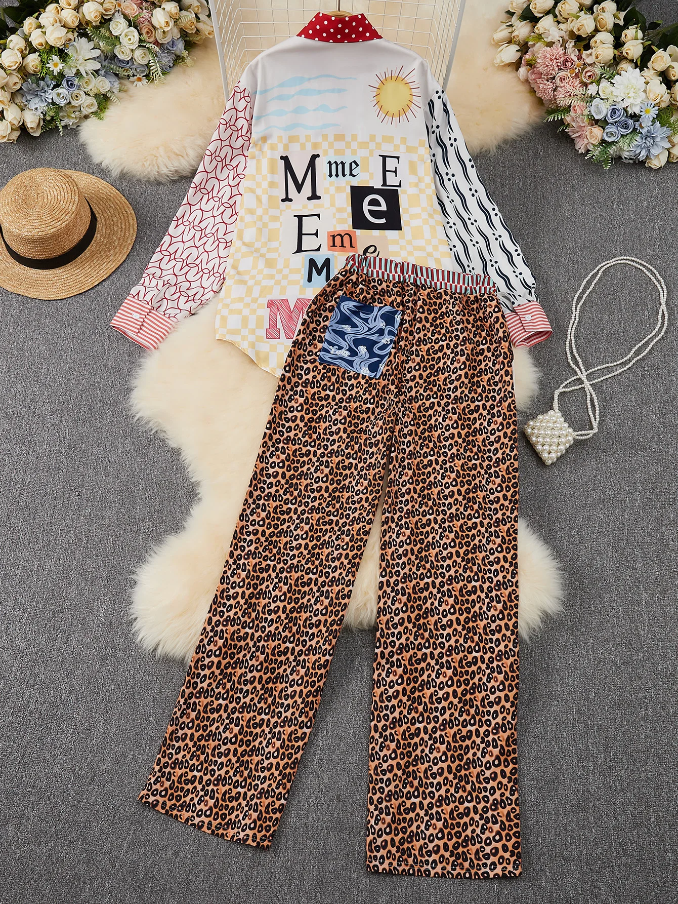 Casual Vacation Leopard Print Long Sleeve Shirt And Pants Two-Piece Set for Women Comfortable Holiday Outfit - Image 6