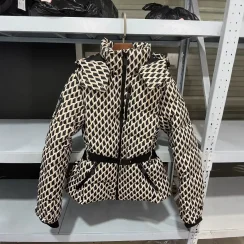 Warmth down Cotton Jacket Hooded Stand Collar Belted Women's Winter Coat Thickened Winter Series Snow Sports Outerwear