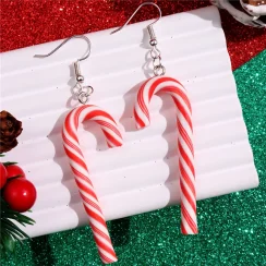 Design Sense Colorful Stripes Christmas Earrings For Women Simple Candy Cane Pendant Long Earring Girl Xmas New Year Jewelry