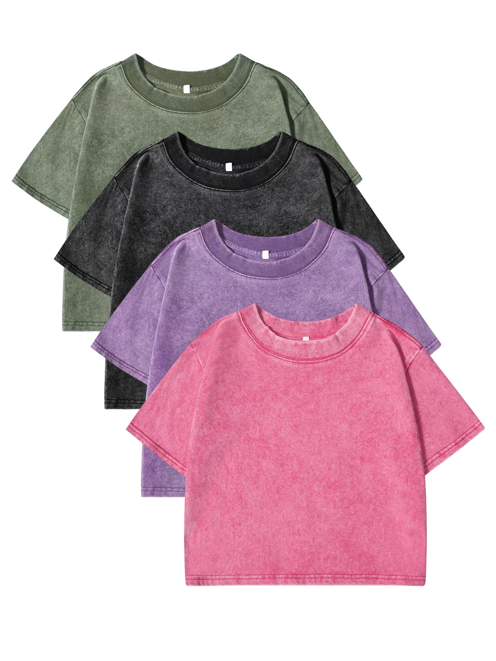 100% Cotton Washed T-Shirts For Women Loose O-Neck Crop Tops Y2k Street Female Clothes Summer Casual Vintage Short Sleeve Tees - Image 2