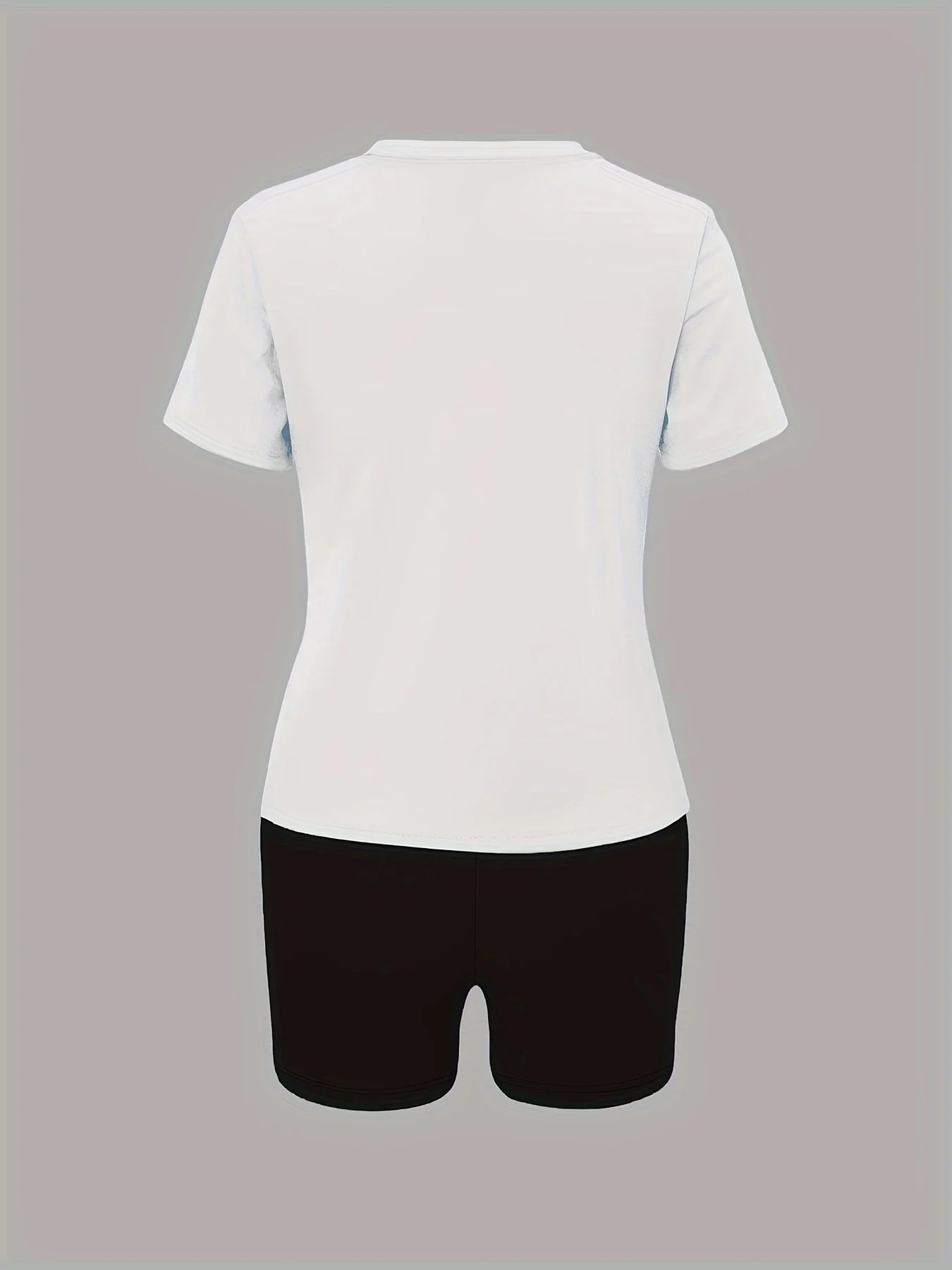 Women's summer casual loose fit large size Leopard Lips print round neck short sleeved T-shirt+shorts two-piece set - Image 3