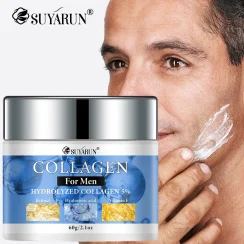 SUYARUN Collagen Men's Face Cream - Hydrating Moisturizer for Dry Skin | Non-Greasy Formula & Fast Absorption Daily Skincare.