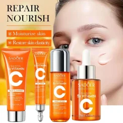Vitamin C Skincare Series Collagen,hyaluronic Acid,glycerin 5 Fold Vitamin C Skincare Set Moisturizing Serum Face Care Set