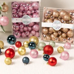 42PCS High-quality Plastic Christmas Ball Set 7 Colors 3cm 4cm 5cm Xmas Ornament Ball Suspensable Xmas Baubles Home