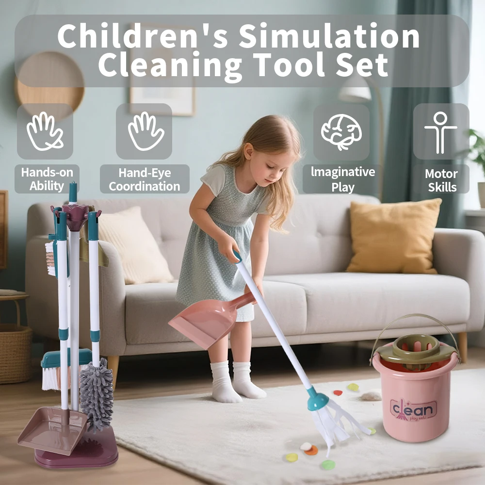 5PCS/set Or 8PCS/set Kids Cleaning Set Housework Supplies Kit For Girls & Boys 3 Toddler Toy Room Set Pretend Play Set