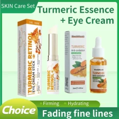 Turmeric Brightening Face Serum+Eye Cream Stick set,Dark Spot Corrector,Hydrating & Moisturizing,fading fine lines skin care set