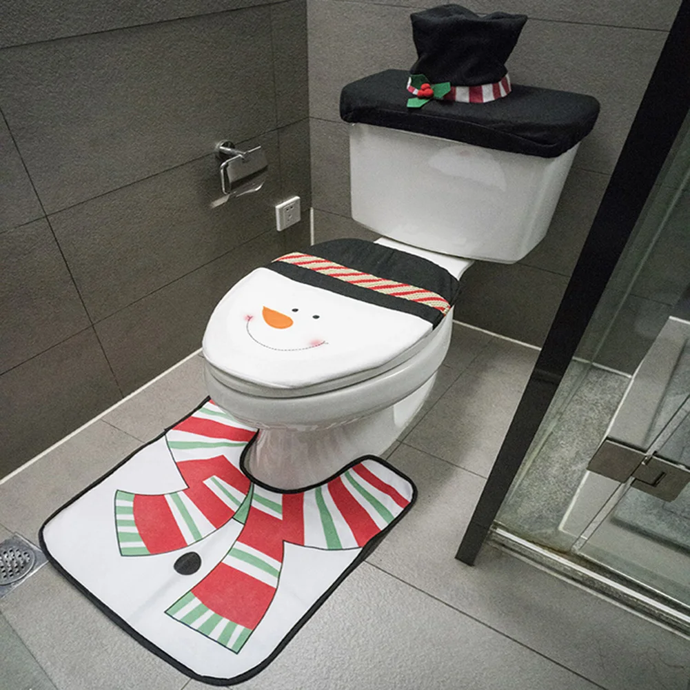 New Cute Christmas Toilet Seat Covers Creative Santa Claus Bathroom Mat Xmas Supplies for Home New Year Navidad Gift Decor 2024 - Image 3