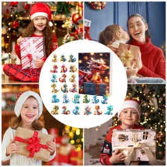 Dragon Advent Calendar 2025 with 2D Flat Dragon Ornaments Pendants Christmas Advent Calendar for Xmas Holiday Decorations