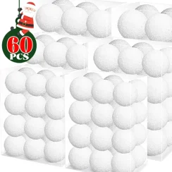 60/6PCS White Foam Christmas Balls Xmas Tree Hanging Ball Pendant Ornament for New Year Party Home Decoration Supplies Wholesale