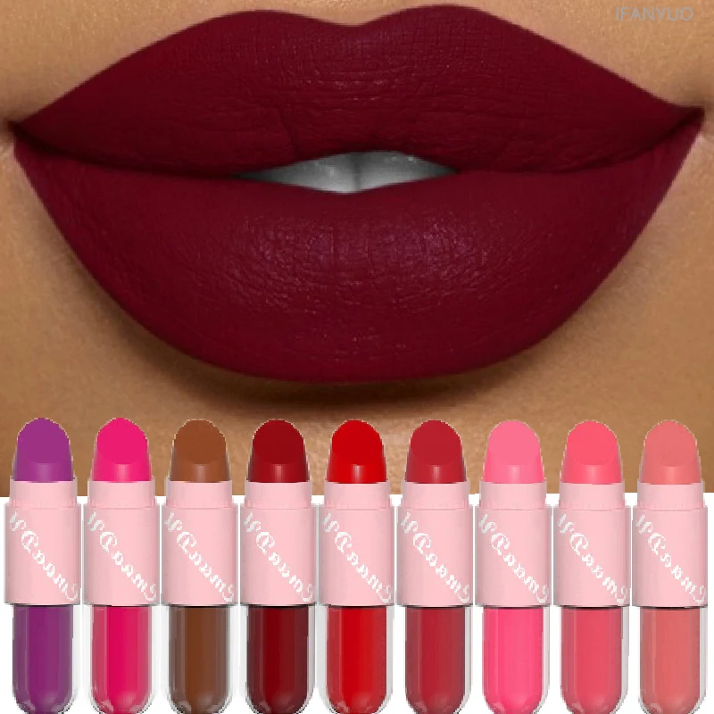 18Color 2In1 Matte Velvet Liquid Lipstick Double Head Sexy Red Purple LipGloss Moisturizing Lasting Waterproof Lip Glaze Make Up
