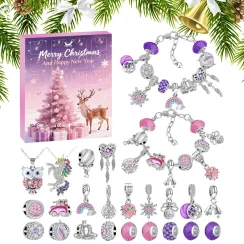 2025 Christmas Bead Advent Calendar 24 Days Countdown Bracelet Making Kit DIY Jewelry Craft Set Stocking Stuffer Gift for Girls