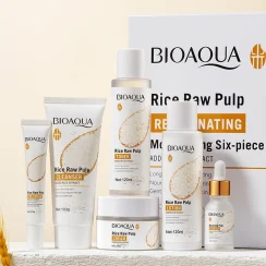 BIOAOUA Rice Puree Rejuvenating Moisturizing six-piece Set Anti-aging Whitening Firming Beauty Facial Skincare Set