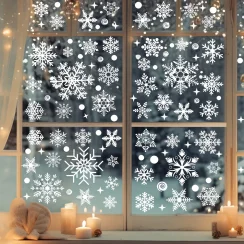 137 Christmas Snowflake Window Flowers - PVC Electrostatic Stickers for Glass - Reusable Winter Decorative Stickers