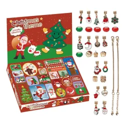 2025 Christmas Beads For Bracelets Christmas Countdown Bracelets Box Skin-friendly Advent Calendar Wrist Bracelet Making Set