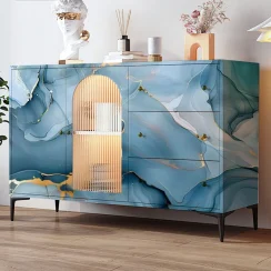 Blue Imitation Marble Self-adhesive Wallpaper Kitchen Waterproof and Oil Proof Stickers Home Decoration Materials PVC Wallpaper