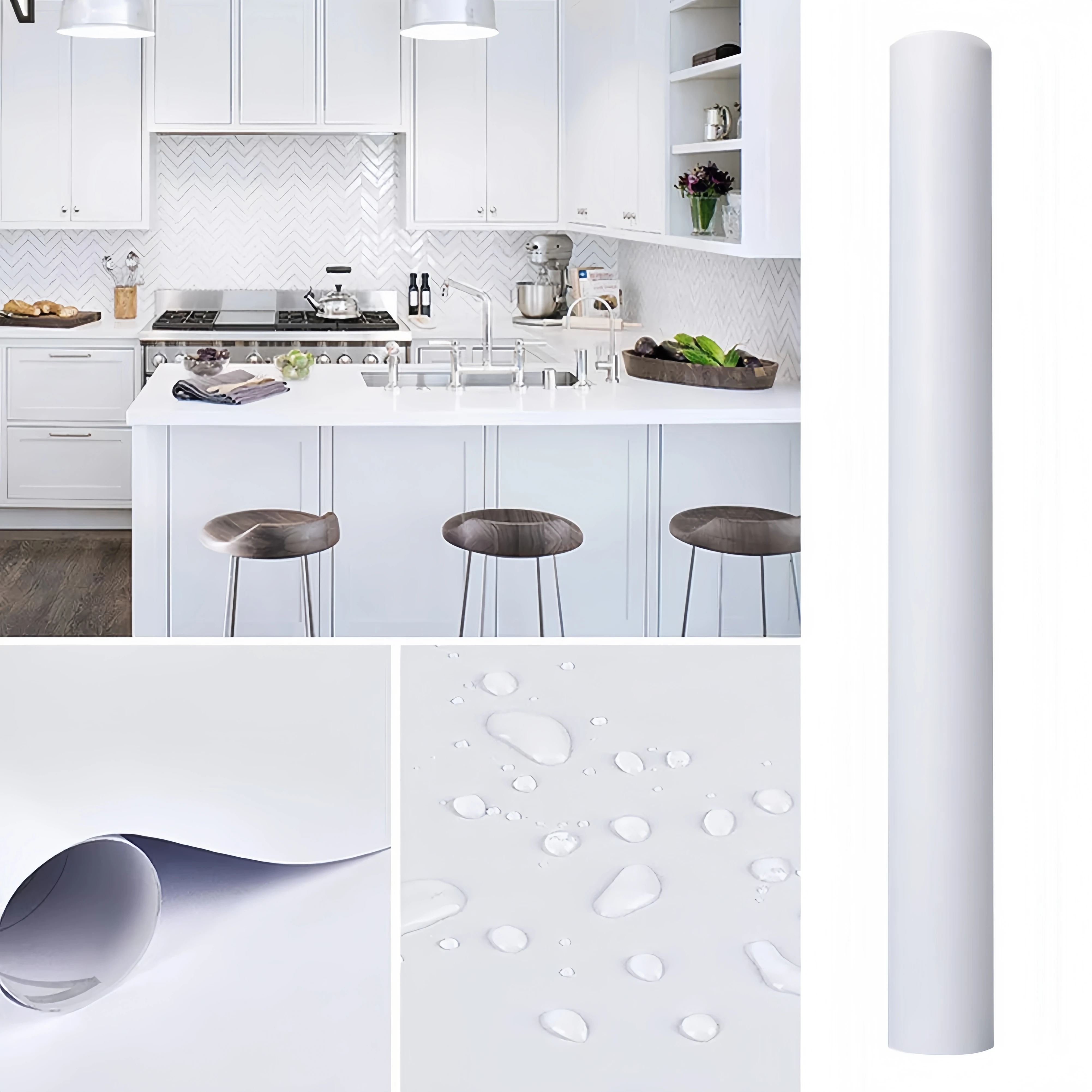 White Self-adhesive Wall Wallpaper Self Adhesive Autohesion Wallpapers Home Decor High Temperature Resistance Waterproof Sticker - Image 4