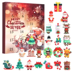 2025 Christmas Advent Calender Gift Box 3D Santa Claus Doll Keychain Pendant 24 Days Countdown Calendar Box Kids Decor Navidad