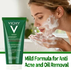 Vichy Cleansing Flawless Moisturizing Anti Acne Facial Cleanser 200ml Face Cream 50ml Set Is Rich in Natural Plant Mild Essence