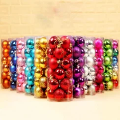 24Pcs 3/4/6cm Plastic Home Decor Crafts Ball Bauble Xmas Hanging Christmas Tree Decoration Drop Pendant