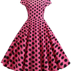 Women Summer Dress Vintage Polka Dot Print Robe Femme Sundress Vestidos Party Dress