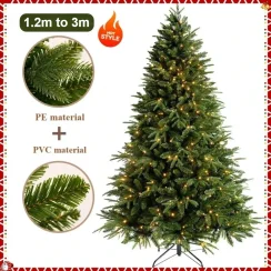 Artificial Christmas Tree with Led Lights High-grade PE/PVC Encrypted Christmas Tree 1.2m-3m Christmas Party New Year Decoration