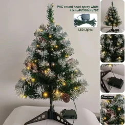 Small Christmas Tree PVC with LED Lights Bar Pinecone Table Top Christmas Tree 45cm/60cm Christmas Party Atmosphere Decorations