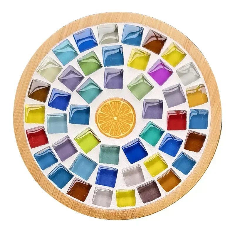 Handmade DIY Mosaic Cup Mat Bottom Bamboo Pad Heart Square Coaster Parent-Child Early Education Free Creation Handicraft Toys - Image 5