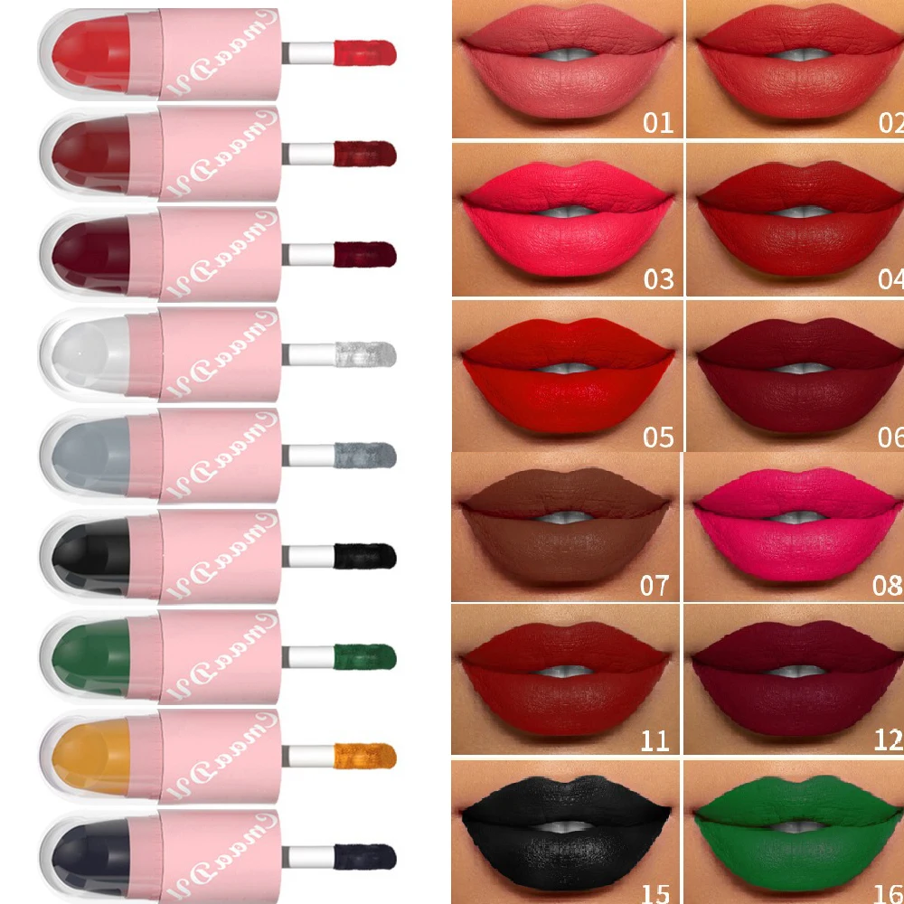 18Color 2In1 Matte Velvet Liquid Lipstick Double Head Sexy Red Purple LipGloss Moisturizing Lasting Waterproof Lip Glaze Make Up - Image 5