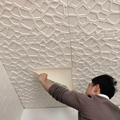 Decorative moisture-proof waterproof anti fouling anti-collision self-adhesive 3D modern style wallpaper 35*35cm ceiling