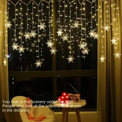 3.2M Christmas Snowflake Curtain Lights - LED Flashing Fairy String Lights, Waterproof for Holiday Party Wedding Xmas Tree Decor