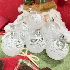 New Year 6cm Snow Ball Pendant Clear Baubles Xmas Tree Decor Hanging Ball Transparent Christmas Ball Home Decor