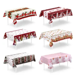 Santa Claus Elk Deer Tablecloth Merry Christmas Decors for Home 2024 Table Cover Xmas Ornament Navidad Natal New Year Gift 2025