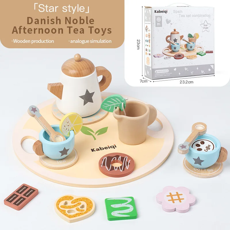 Kids' Wooden Tea Set: Pretend Play House, Tea Making, Teapot/Teacup, Afternoon Snack | Role-Play Toys Gift for Boys & Girls - Image 6