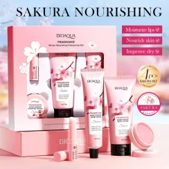 Sakura Skincare Set moisturizing Nourishing Hydrating Hand cream lip balm body lotion long-lasting soft smooth skincare set box