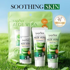 SADOER Skin Care Sets - Anti Acne Oil Control Nourish Aloe Vera Travel Set Face Cream Serum Facial Cleanser Face Care Set