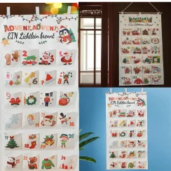 2025 Fabric Diy Christmas Advent Calendar Christmas Countdown Calendar With 24 Pockets Wall Hanging Ornaments Xmas Party Favors