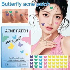 Acne Pimple Patches for Face (100 Counts), Hydrocolloid Cute Colorful Butterfly Shape Spot Stickers for Skin Care, Zit Patches